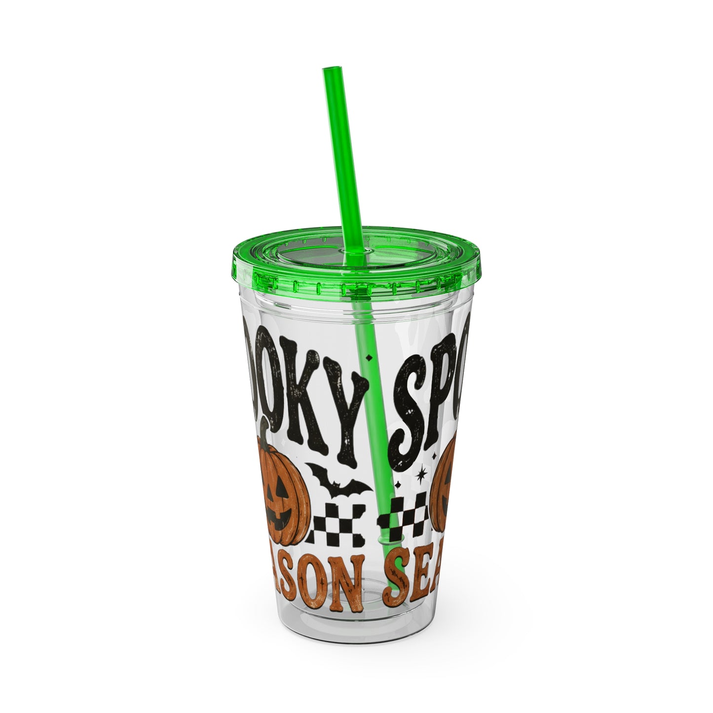 Spooky Season 16oz Tumbler with Straw — Halloween Pumpkin Travel Cup