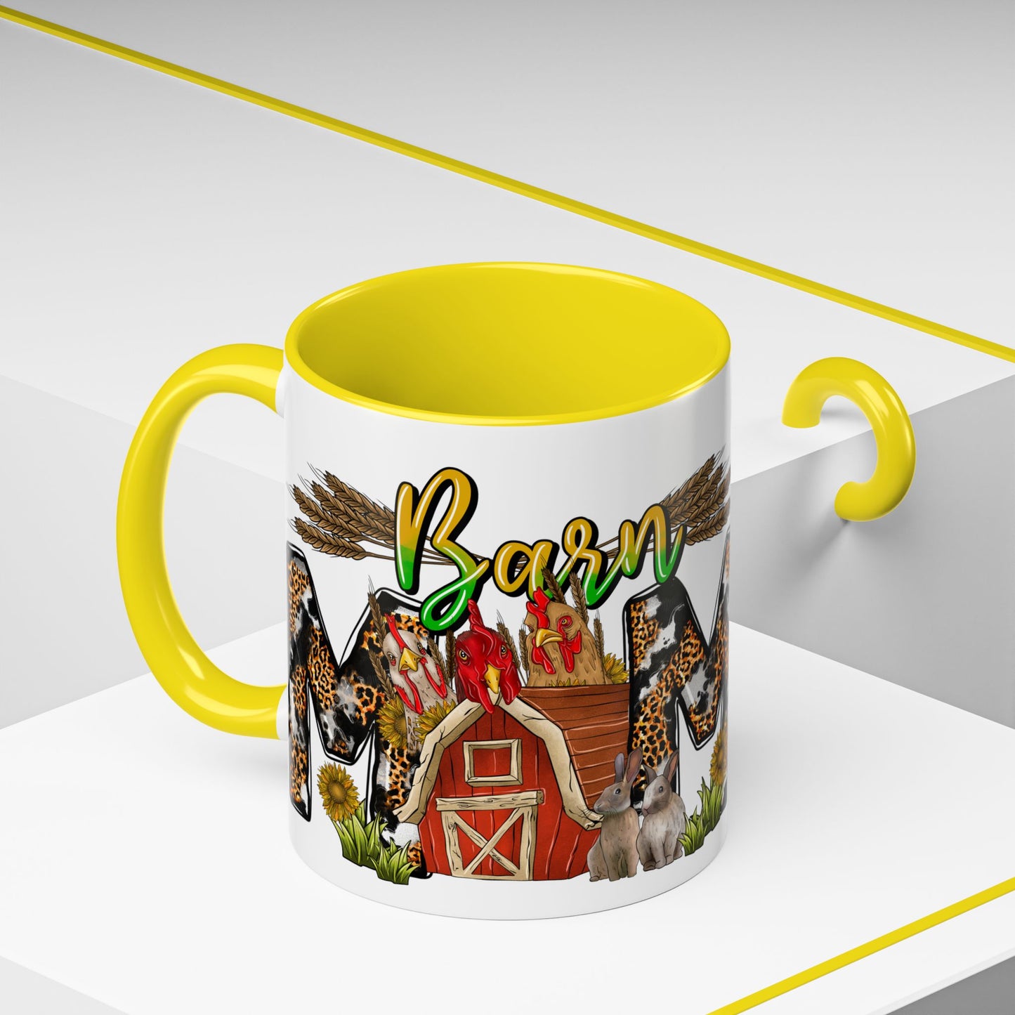 Barn MOM Coffee Mug — Leopard Print Farmhouse Accent Mug (11/15 oz)