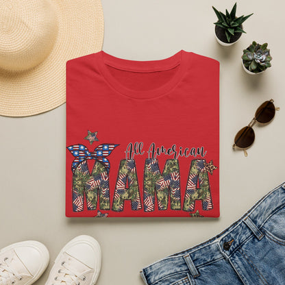 All American Mama T-Shirt — Patriotic Floral USA Mom Tee