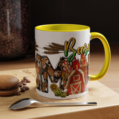 Barn MOM Coffee Mug — Leopard Print Farmhouse Accent Mug (11/15 oz)