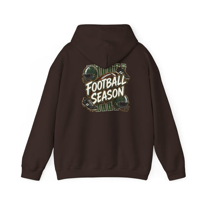 Football Season Hoodie — Vintage Helmets & Plaid Back Graphic