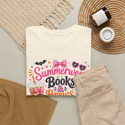 Books & Brews Tee — "Summerween" Cute Halloween Reading Shirt