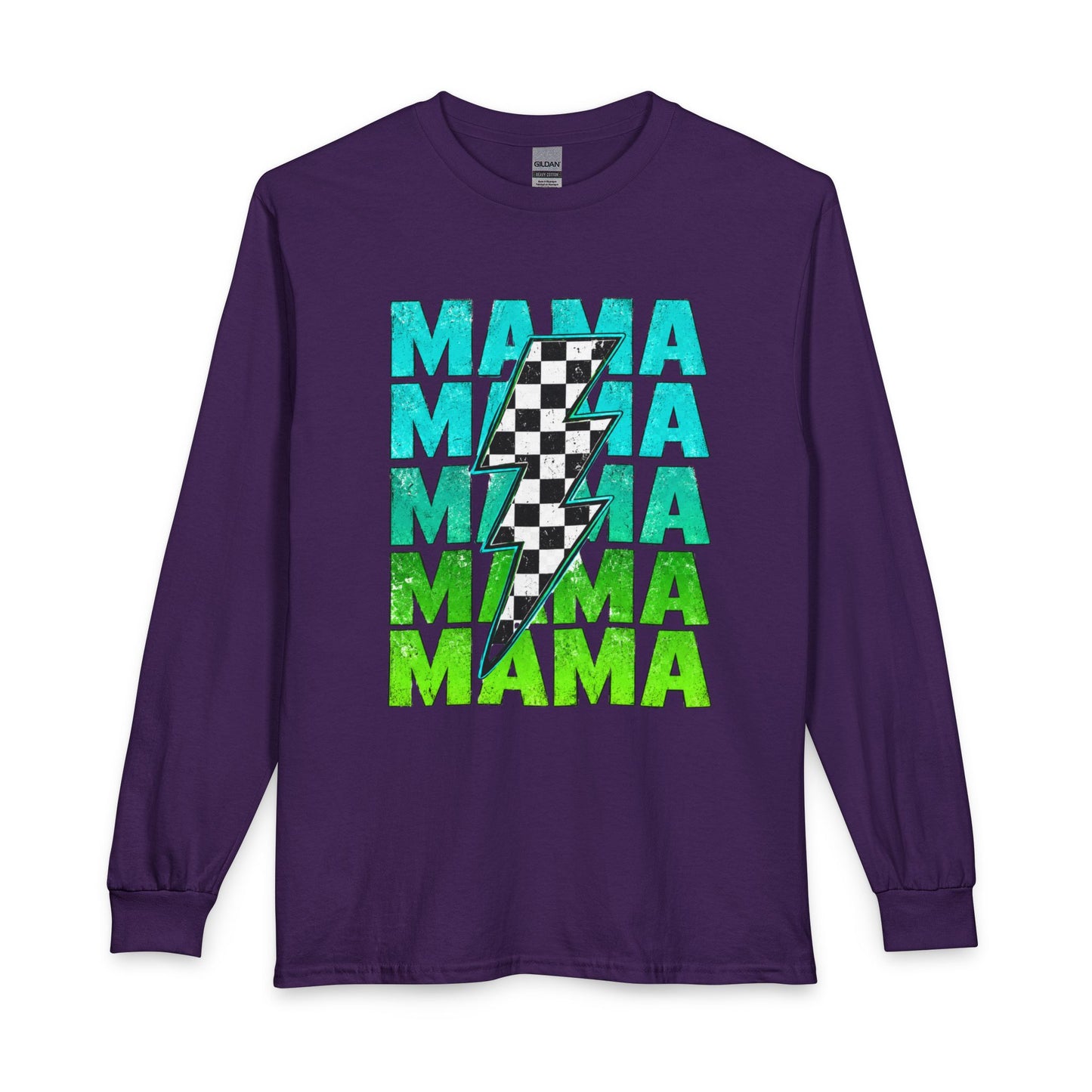 Mama Checkered Lightning Bolt Graphic T-Shirt | Game Day Sports Mom Tee