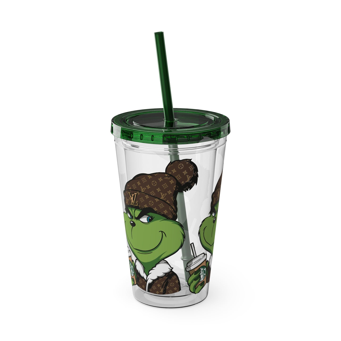 Grinch Streetwear 16oz Tumbler with Straw — Luxury Beanie Design