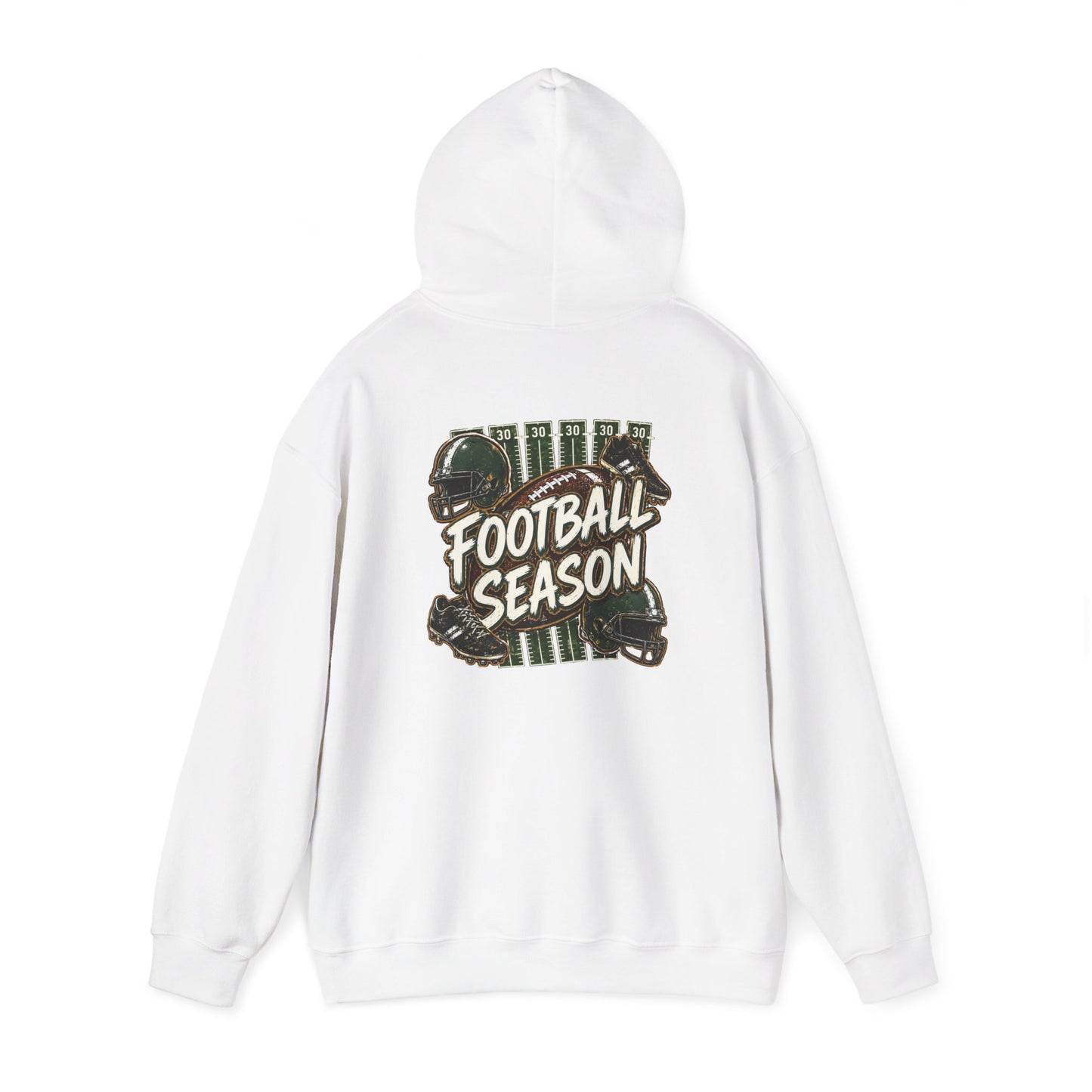 Football Season Hoodie — Vintage Helmets & Plaid Back Graphic