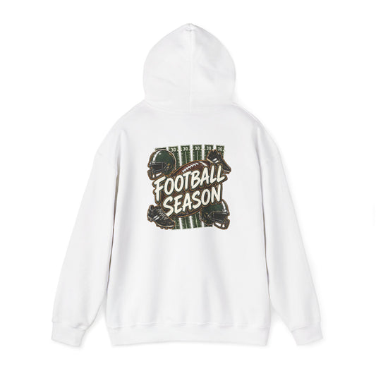 Football Season Hoodie — Vintage Helmets & Plaid Back Graphic