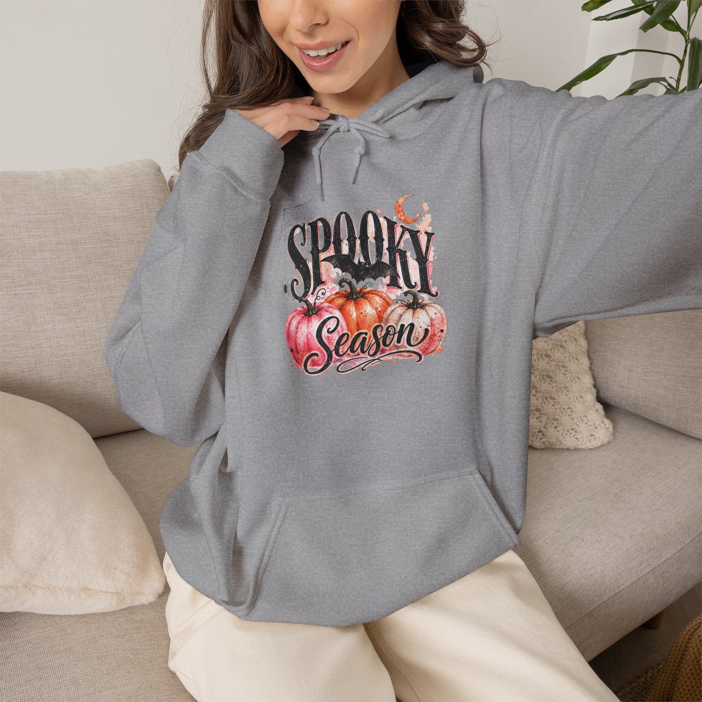 Spooky Season Hoodie – Halloween Pumpkin Graphic Hooded Sweatshirt