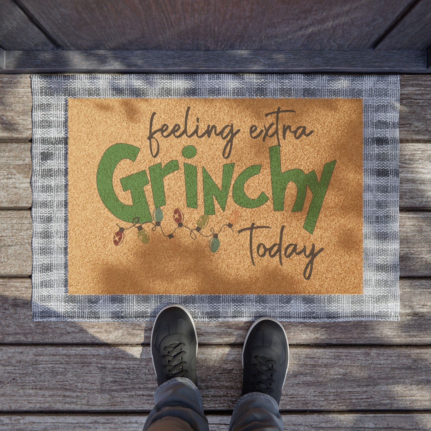 Doormat — "Feeling Extra Grinchy Today" Holiday Coir Welcome Mat