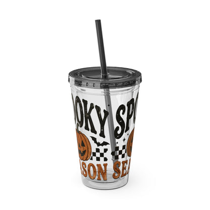 Spooky Season 16oz Tumbler with Straw — Halloween Pumpkin Travel Cup