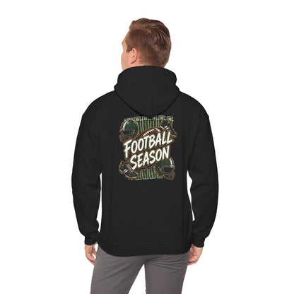 Football Season Hoodie — Vintage Helmets & Plaid Back Graphic