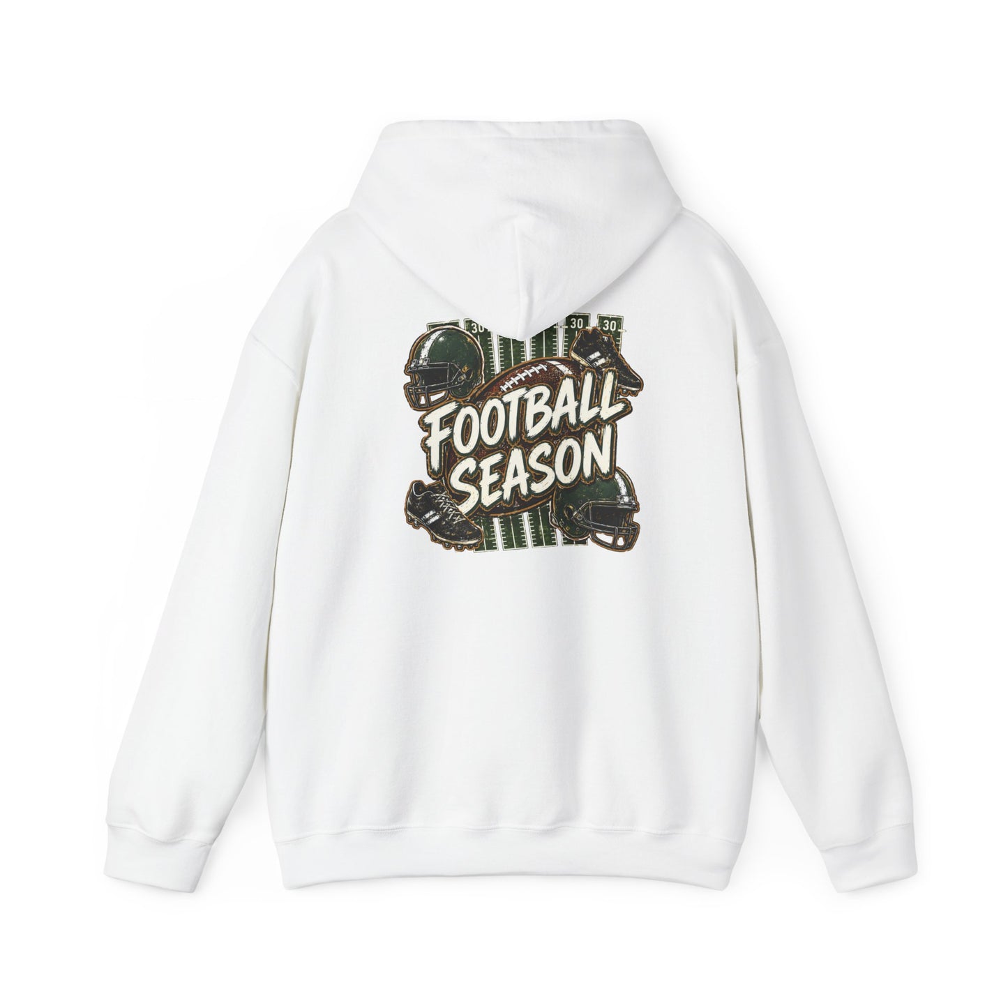 Football Season Hoodie — Vintage Helmets & Plaid Back Graphic