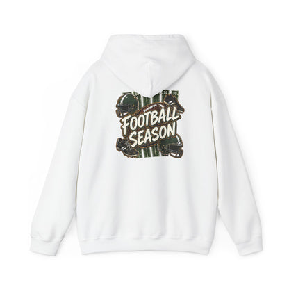 Football Season Hoodie — Vintage Helmets & Plaid Back Graphic
