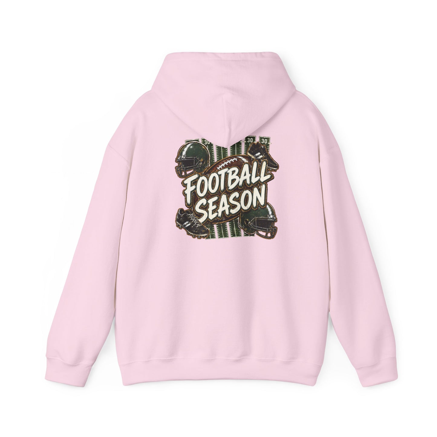 Football Season Hoodie — Vintage Helmets & Plaid Back Graphic
