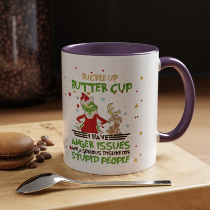 Funny Grinch Christmas Coffee Mug – "I Have Anger Issues" Holiday Accent Mug
