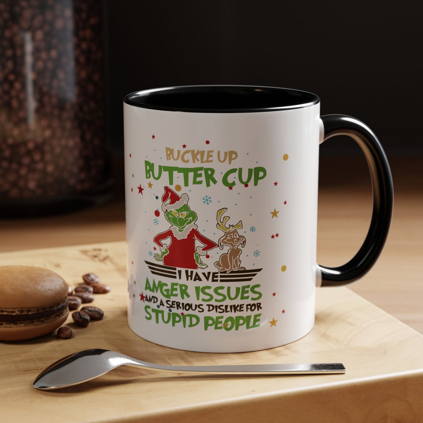 Funny Grinch Christmas Coffee Mug – "I Have Anger Issues" Holiday Accent Mug