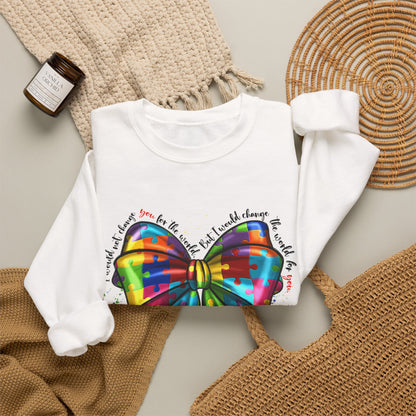 Rainbow Puzzle Bow Sweatshirt — Autism Awareness Crewneck