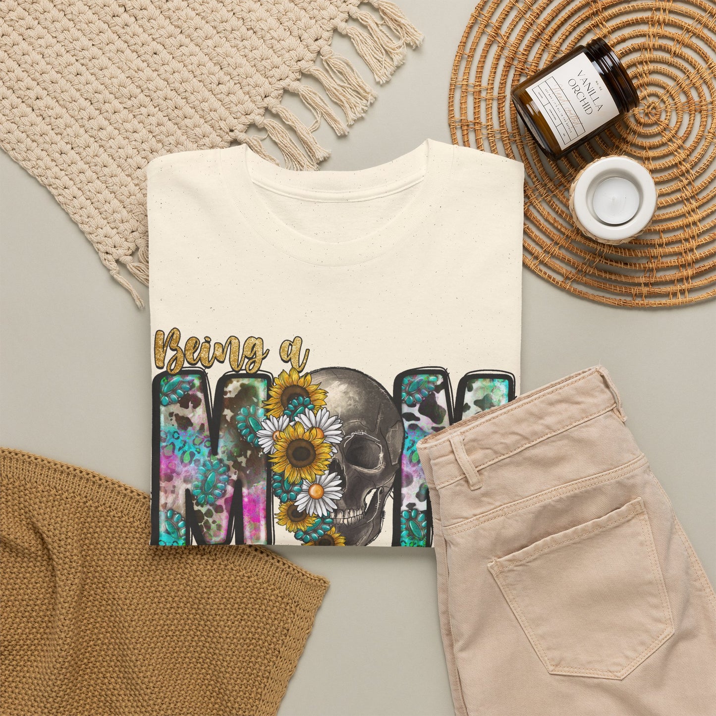 Mom Floral Graphic Tee – "Being a Mom Makes My Life an Adventure"