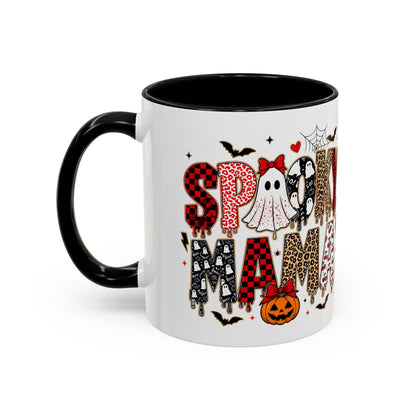 Spooky Mama Accent Coffee Mug — Halloween Ghost Pumpkin 11/15oz