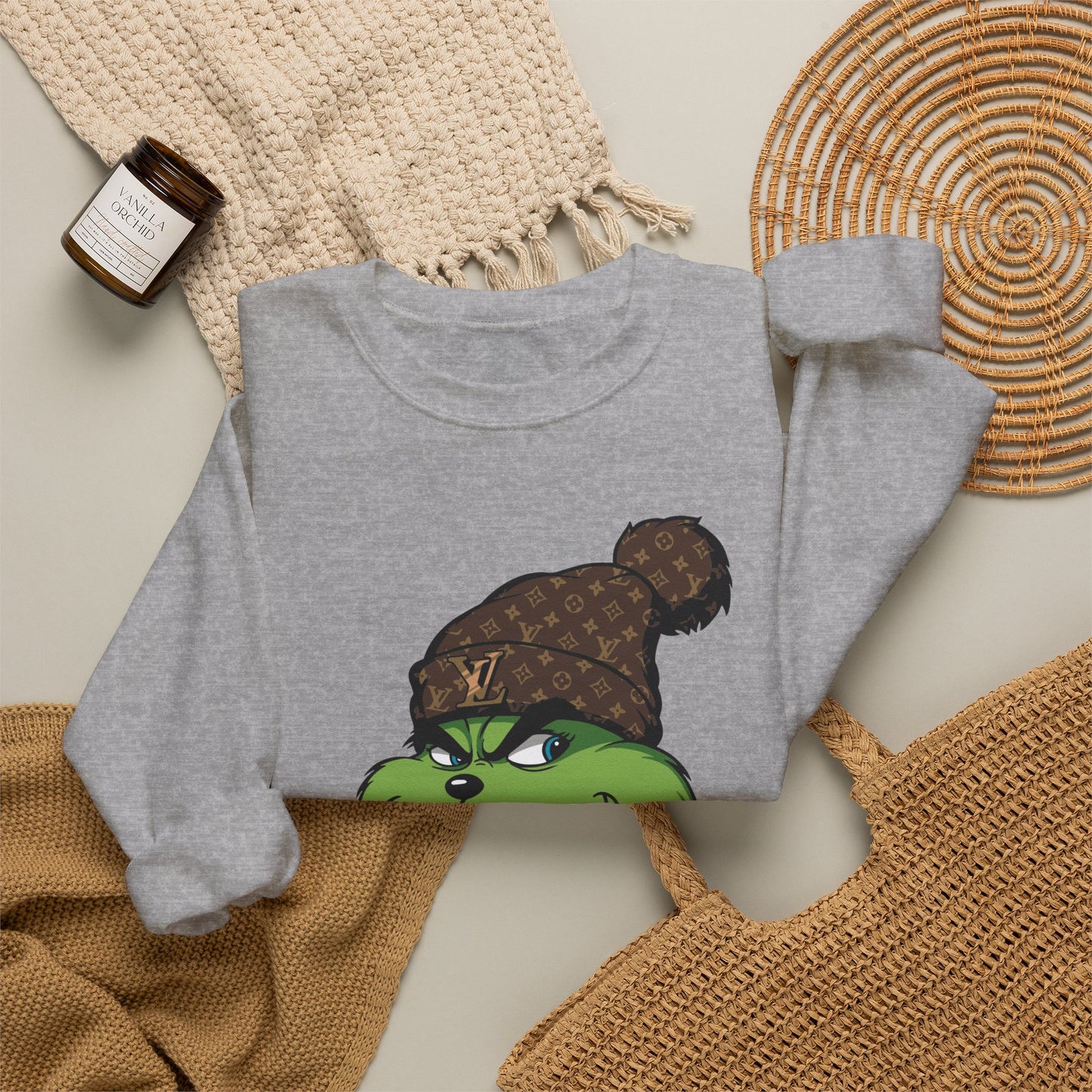 Grinch Winter Cozy Crewneck Sweatshirt — Holiday Coffee Graphic