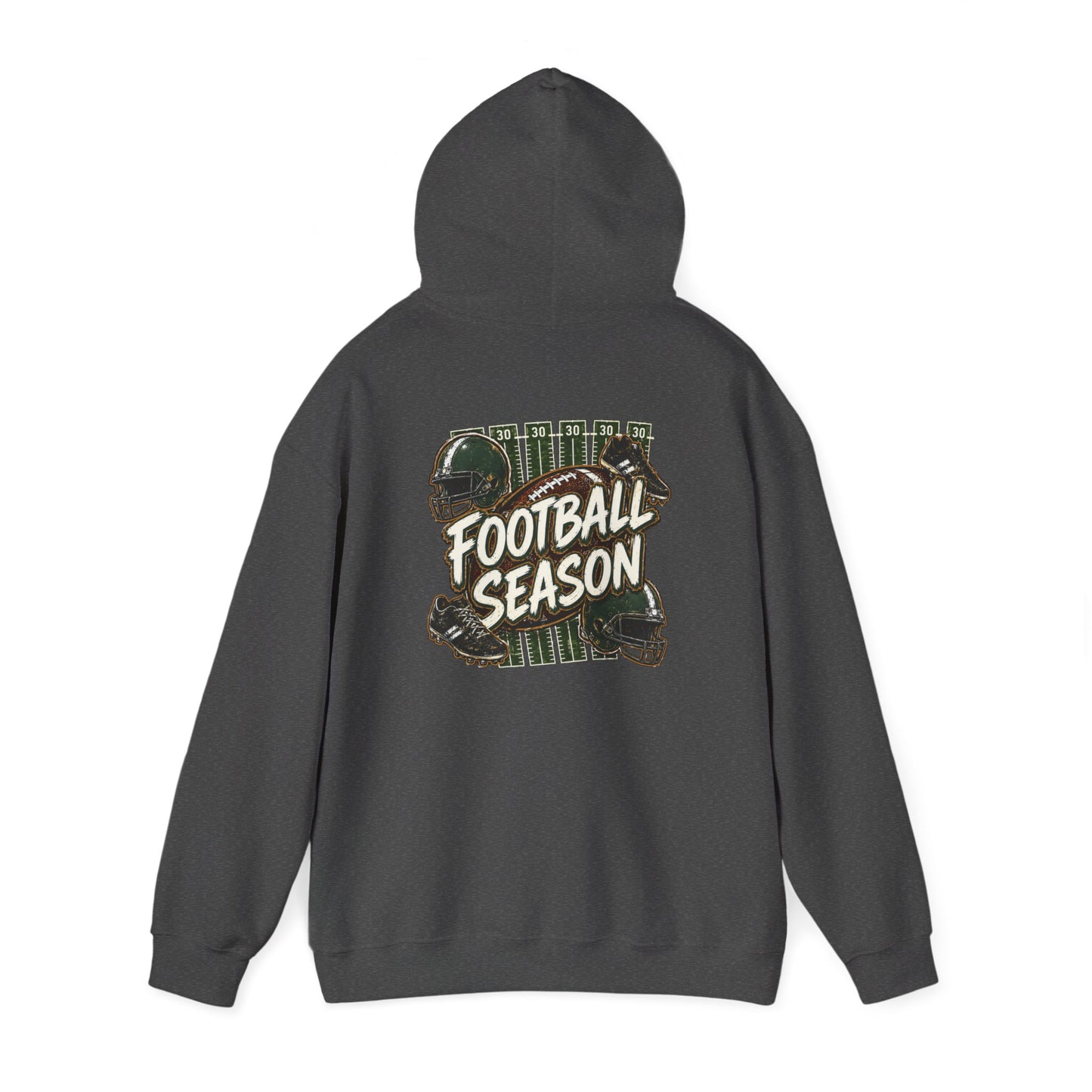 Football Season Hoodie — Vintage Helmets & Plaid Back Graphic