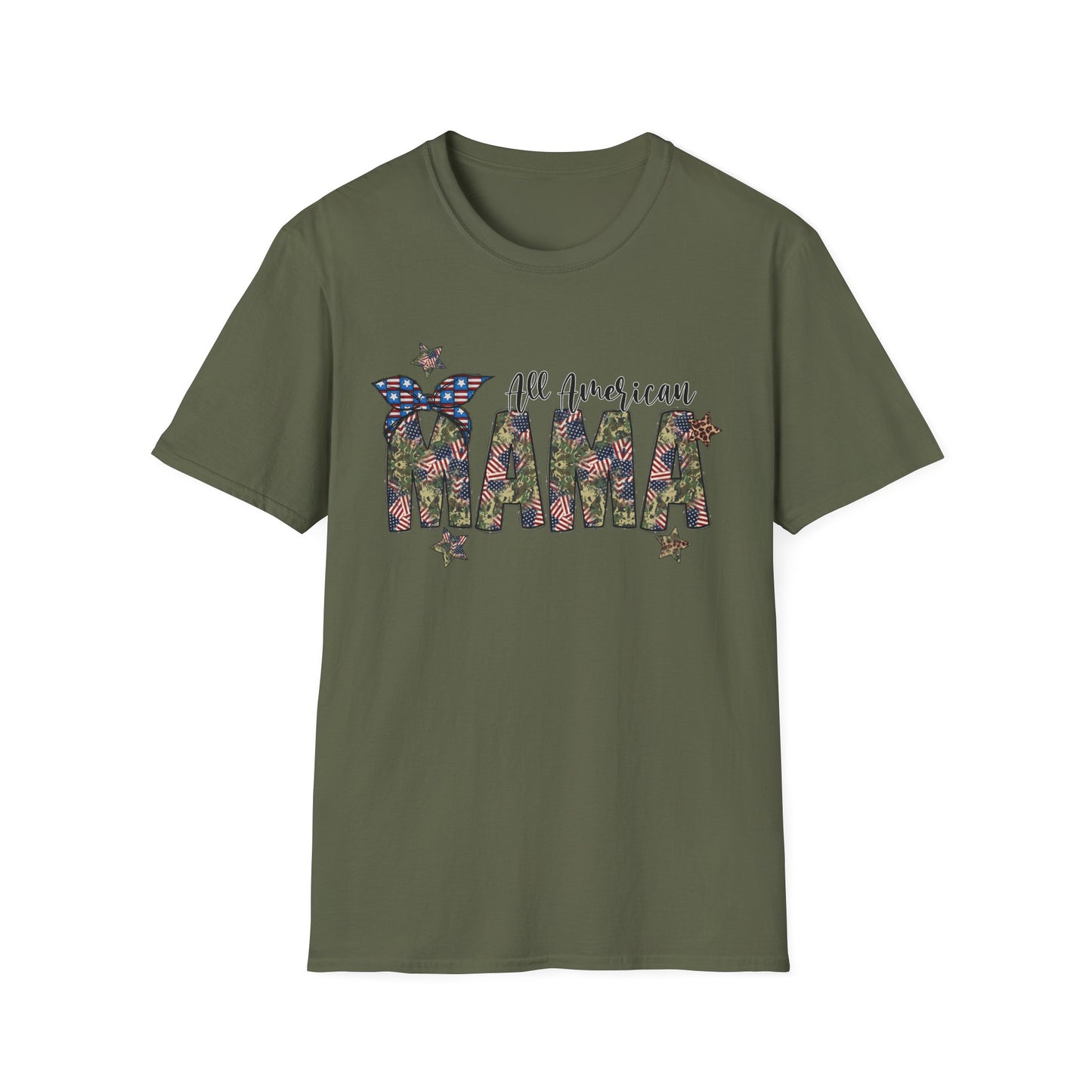 All American Mama T-Shirt — Patriotic Floral USA Mom Tee