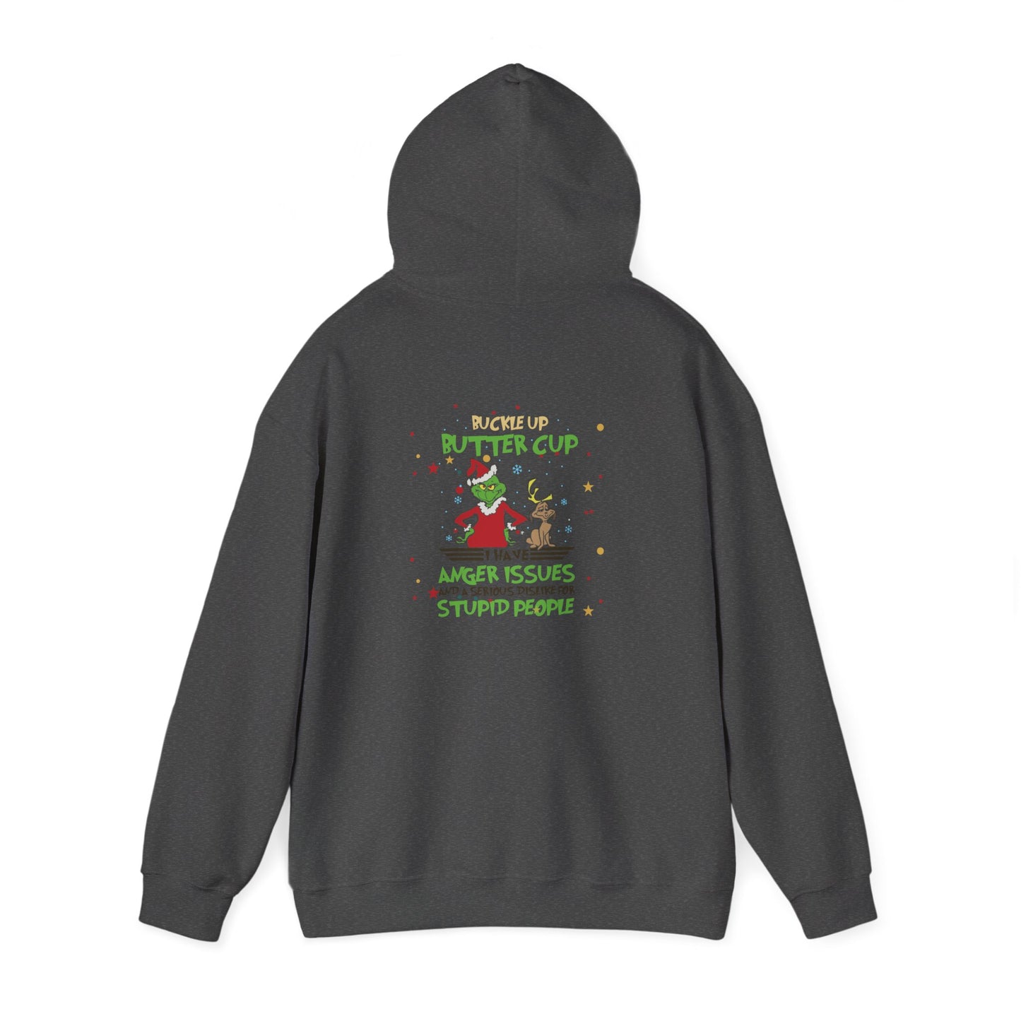 Grinch Christmas Hoodie — “Back the F Up Buttercup” Funny Holiday Sweatshirt