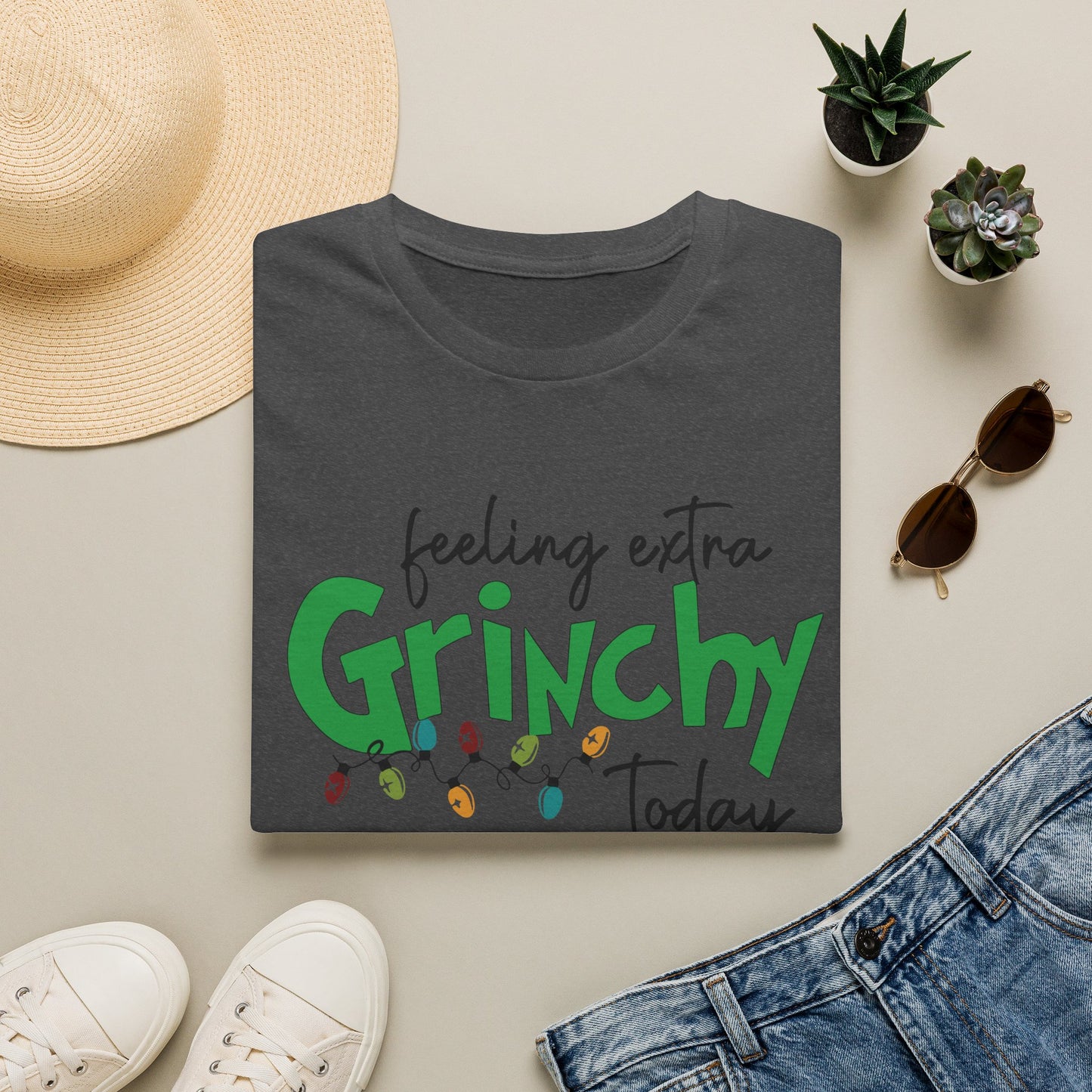 Feeling Extra Grinchy Today T-Shirt — Funny Holiday Christmas Tee with Lights