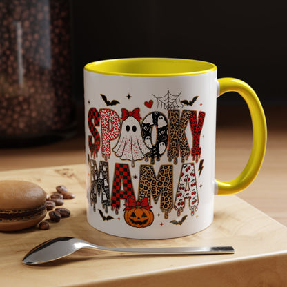 Spooky Mama Accent Coffee Mug — Halloween Ghost Pumpkin 11/15oz