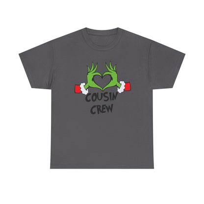 Cousin Crew T-Shirt — Fun Grinch Hands Heart Family Tee