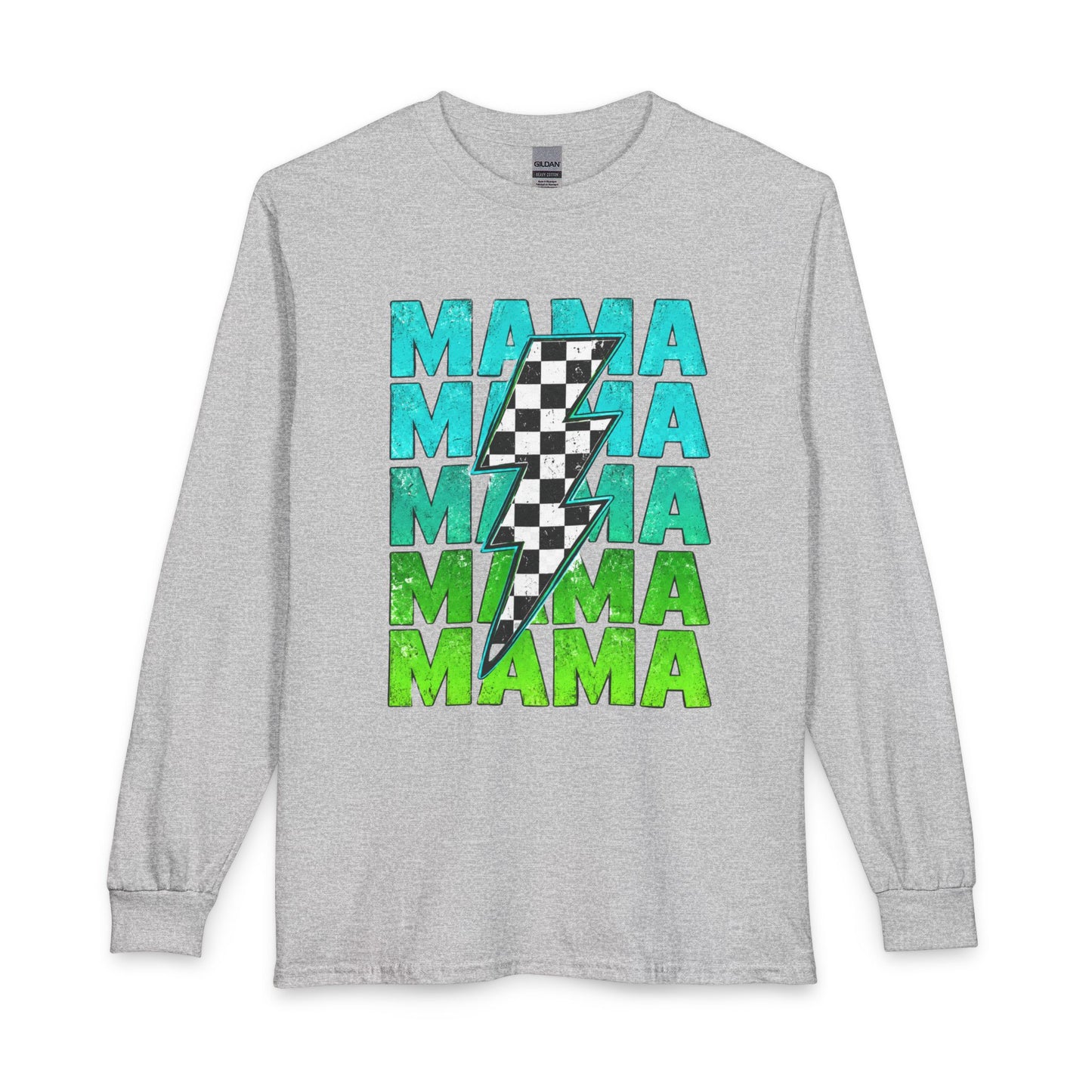 Mama Checkered Lightning Bolt Graphic T-Shirt | Game Day Sports Mom Tee