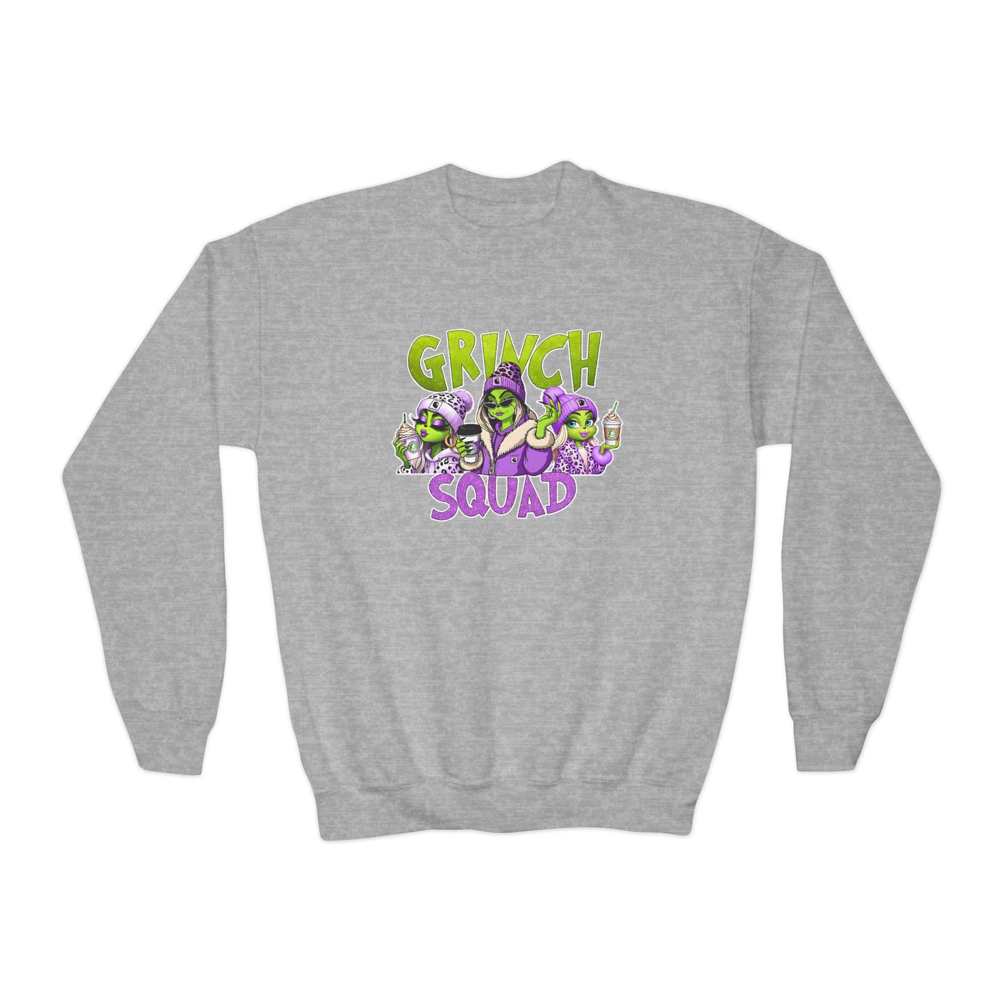 Grinch Squad Youth Crewneck Sweatshirt — Kids Funny Holiday Pullover
