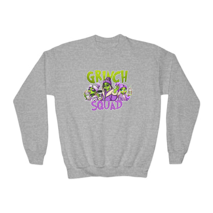 Grinch Squad Youth Crewneck Sweatshirt — Kids Funny Holiday Pullover