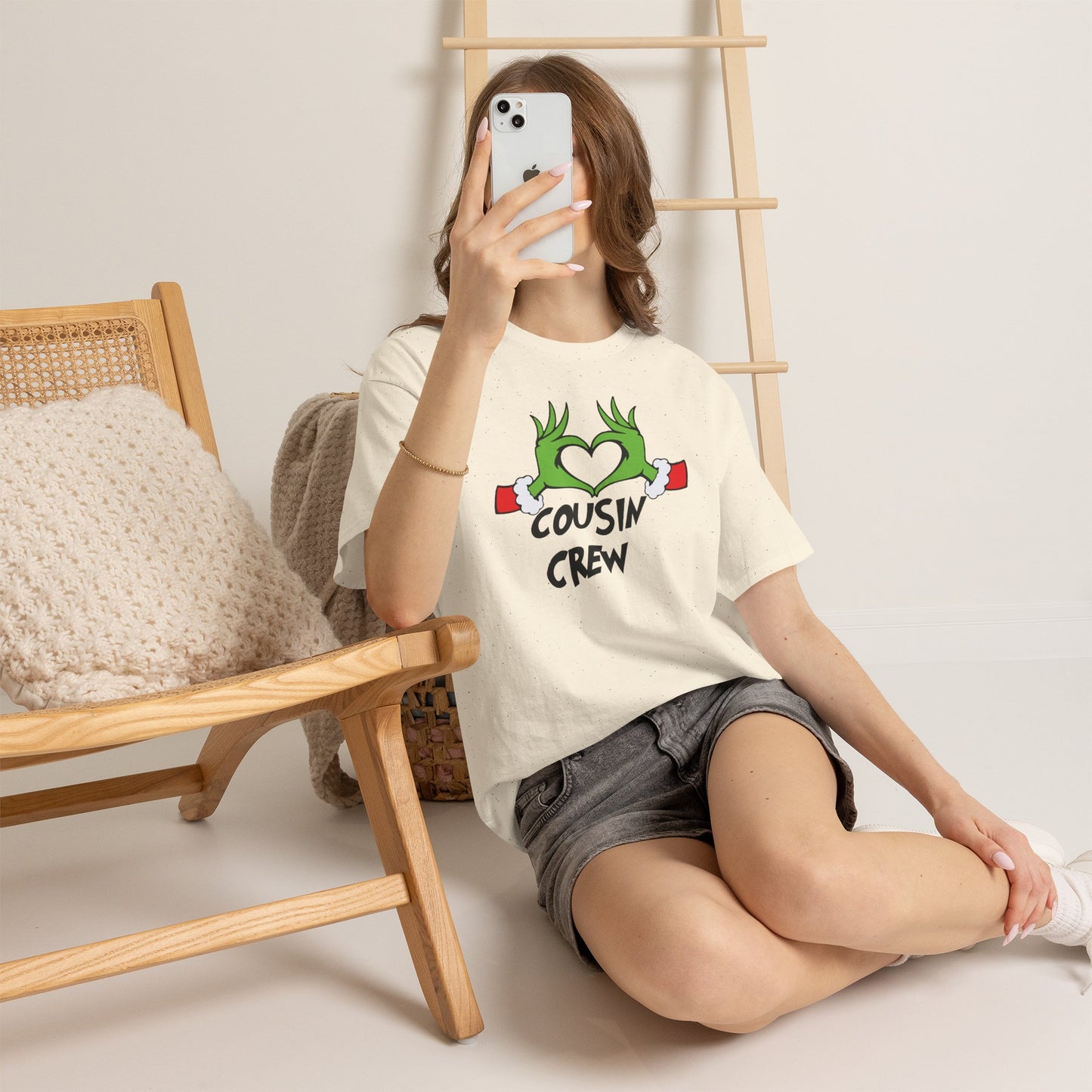Cousin Crew T-Shirt — Fun Grinch Hands Heart Family Tee