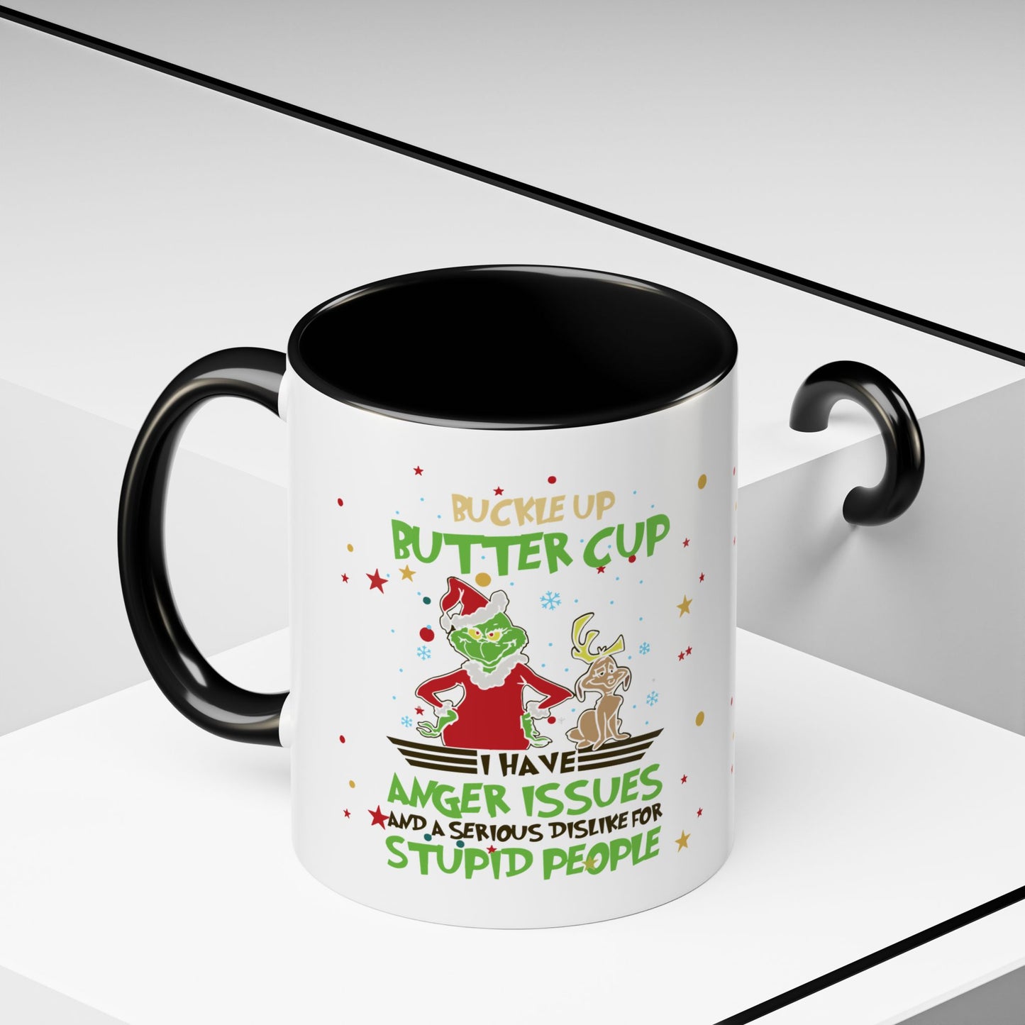 Funny Grinch Christmas Coffee Mug – "I Have Anger Issues" Holiday Accent Mug