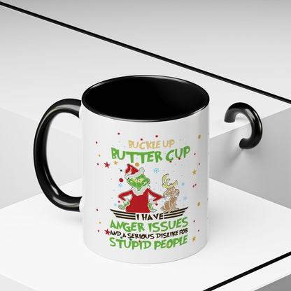 Funny Grinch Christmas Coffee Mug – "I Have Anger Issues" Holiday Accent Mug