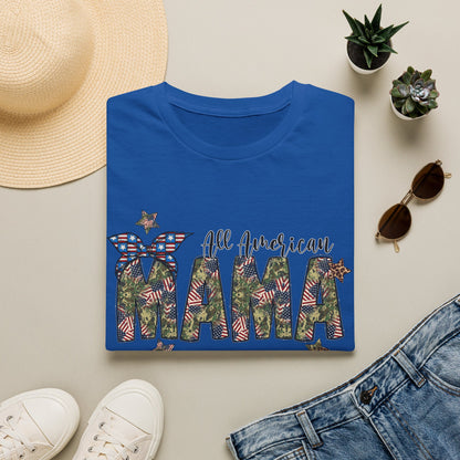All American Mama T-Shirt — Patriotic Floral USA Mom Tee