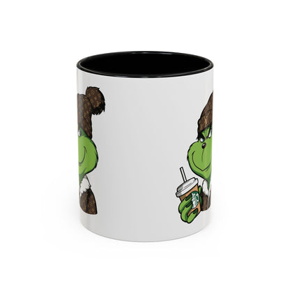 Grinch Luxury Winter Coffee Mug – Designer Beanie & Holiday Drink Cartoon (11/15oz)