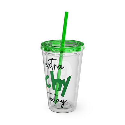 Grinch Quote Tumbler - 16oz Clear Straw Cup (Feeling Extra Grinchy)
