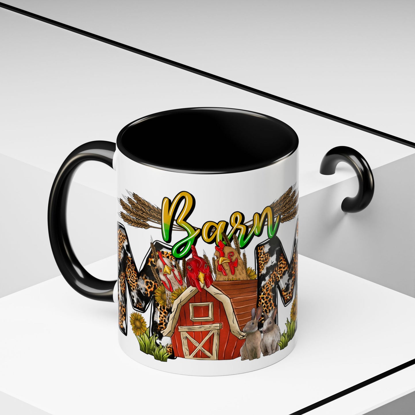 Barn MOM Coffee Mug — Leopard Print Farmhouse Accent Mug (11/15 oz)