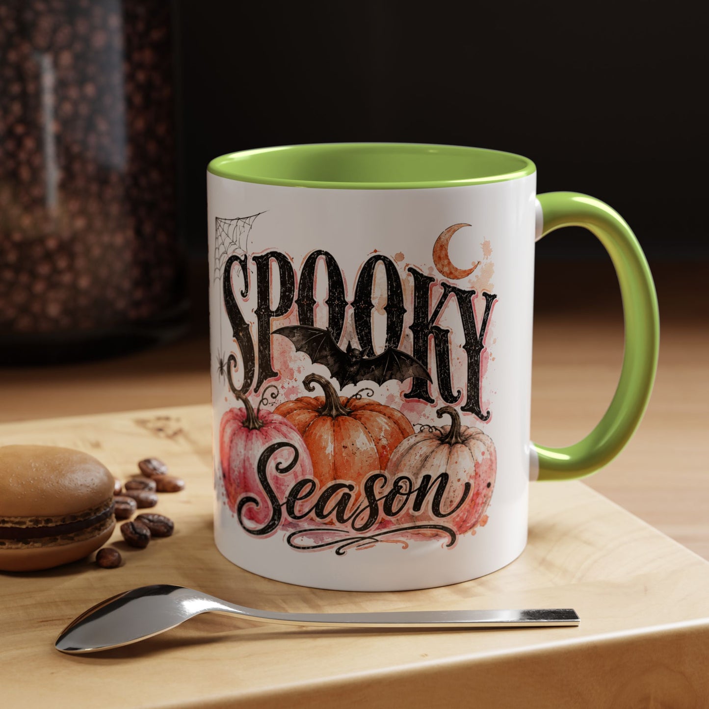 Spooky Season Accent Coffee Mug — Halloween Pumpkin & Moon Design (11/15oz)