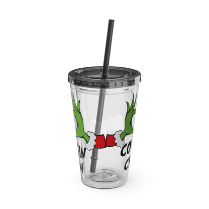 Tumbler — Cousin Crew Holiday Grinch Hands 16oz Straw Cup