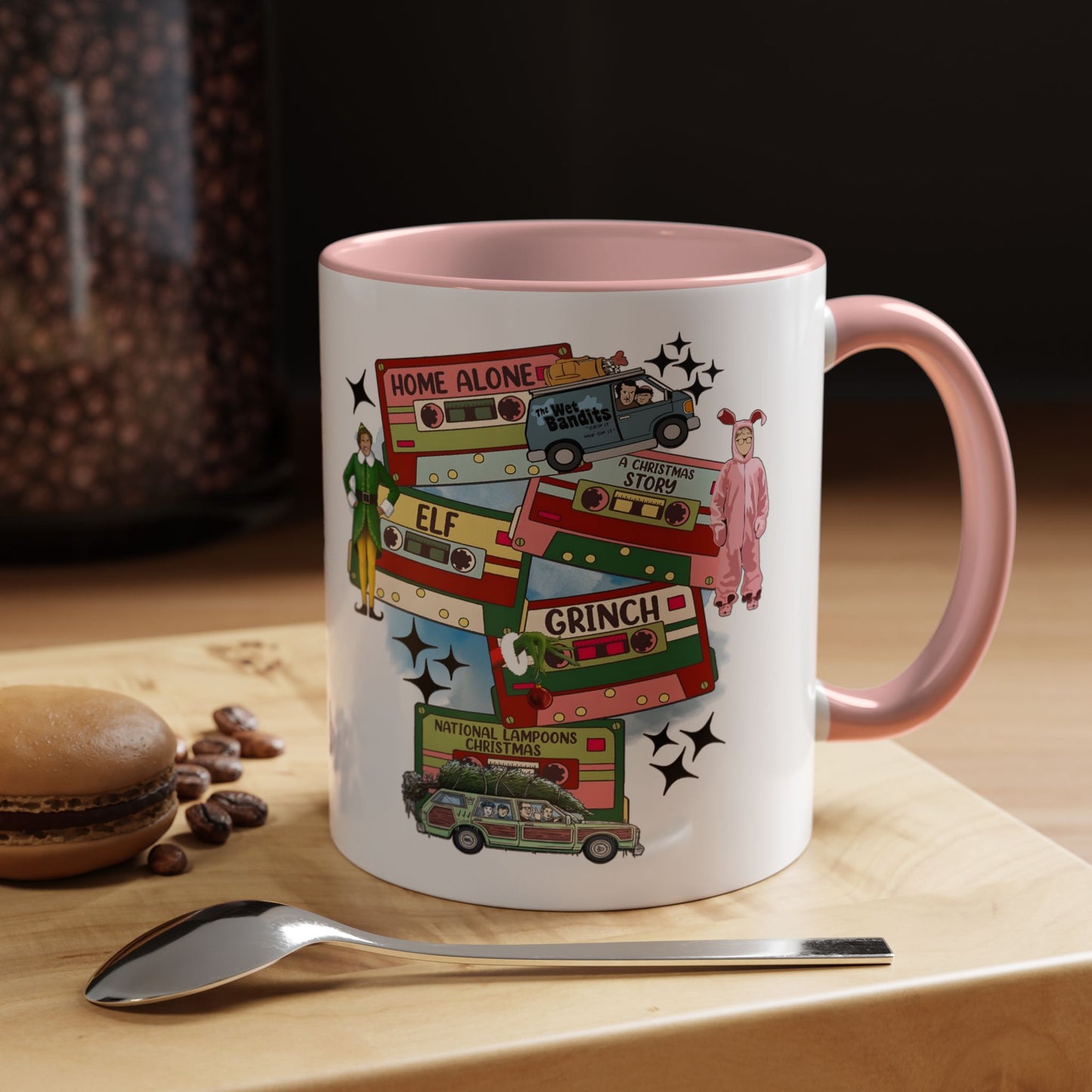 Christmas Movie Collage Coffee Mug – Home Alone, Elf & Grinch Accent Mug