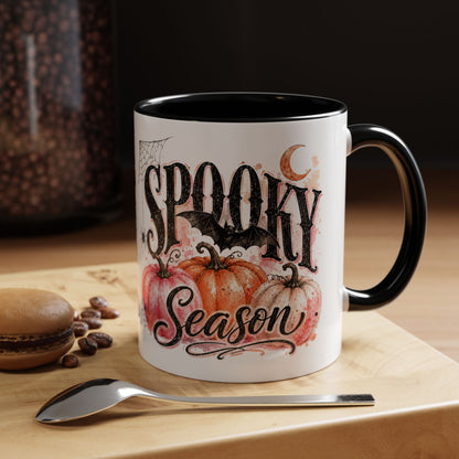 Spooky Season Accent Coffee Mug — Halloween Pumpkin & Moon Design (11/15oz)