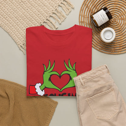 Cousin Crew T-Shirt — Fun Grinch Hands Heart Family Tee