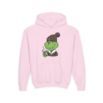 Youth Hoodie — Cozy Frog in Winter Beanie | Cute Kids' Holiday Sweatshirt