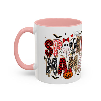 Spooky Mama Accent Coffee Mug — Halloween Ghost Pumpkin 11/15oz