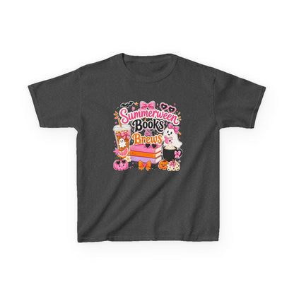 Kids Tee — "Summerween Books & Brew" Cute Halloween Reading Shirt
