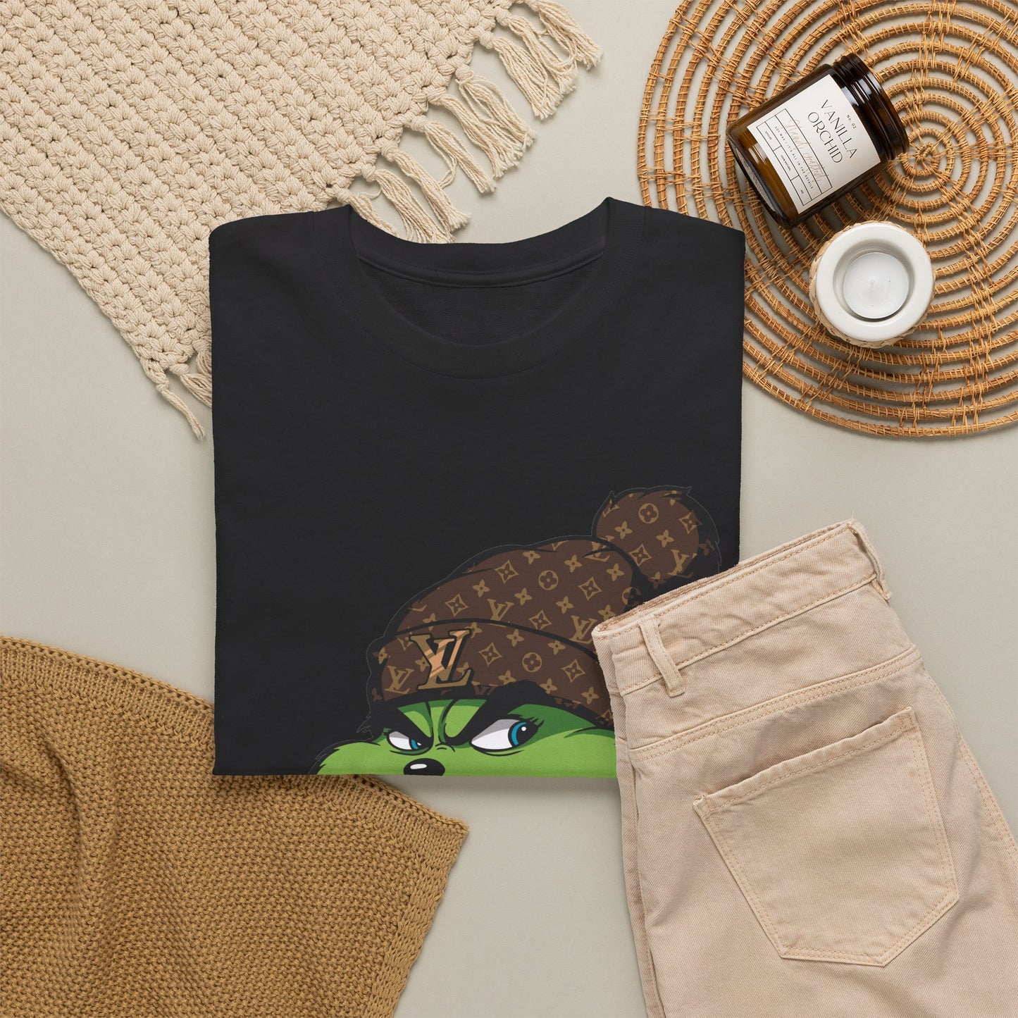 Grinch Winter Beanie Tee — Cozy Holiday Grinch with Hot Cocoa T-Shirt