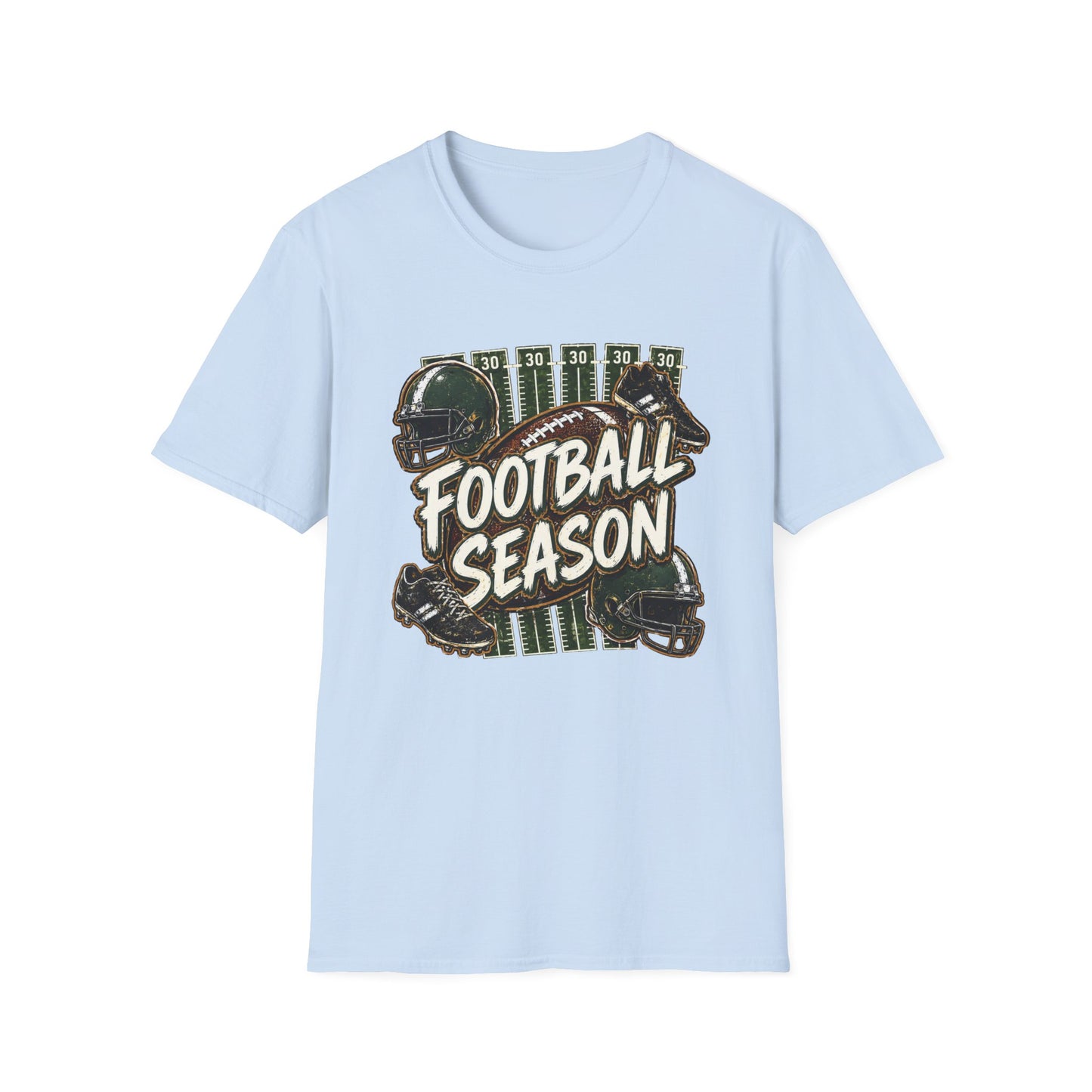 Football Season Graphic Tee Vintage Helmet & Ball Design