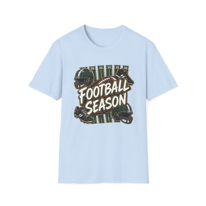 Football Season Graphic Tee Vintage Helmet & Ball Design